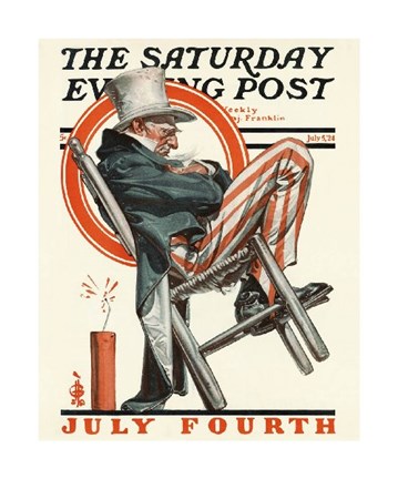 Framed Sleeping Uncle Sam, 1924 Print