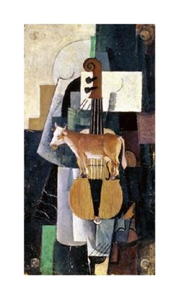 Framed Cow and The Violin Print