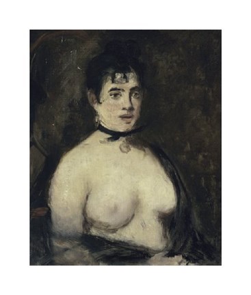 Framed Brunette with Naked Breasts Print