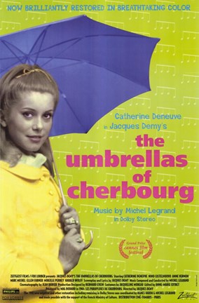 Framed Umbrellas of Cherbourg Blue Umbrella Print