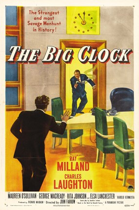 Framed Big Clock - Ray Milland Print