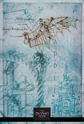 Framed Da Vinci Code Blue Sketch Print