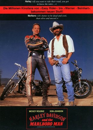Framed Harley Davidson and the Marlboro Man Print