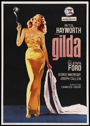 Framed Gilda Rita Hayworth with Coat Print