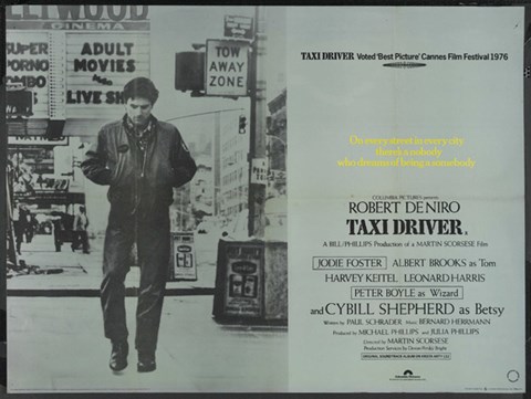 Framed Taxi Driver Gray Horizontal Print