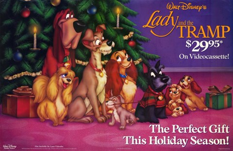 Framed Lady and the Tramp Christmas Print