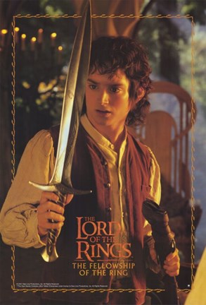 Framed Lord of the Rings: Fellowship of the Ring Frodo with Sword Print