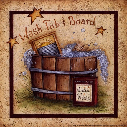 Framed Wash Tub &amp; Board Print