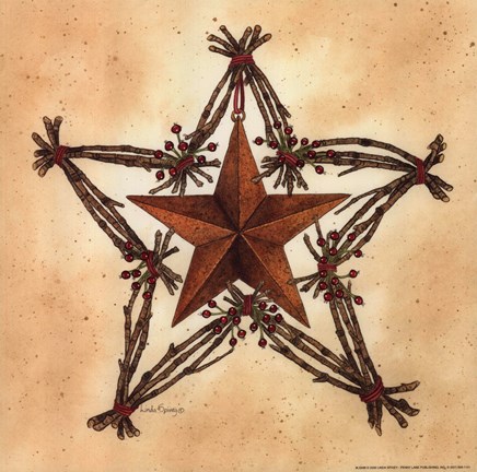 Framed Barn Star with Star Wreath Print