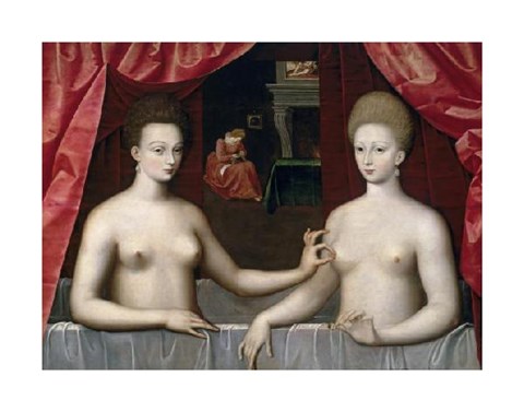 Framed Gabrielle D'Estrees and One of Her Sisters Print