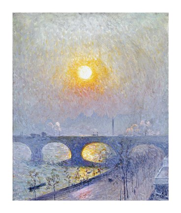 Framed Sunset Over Waterloo Bridge Print