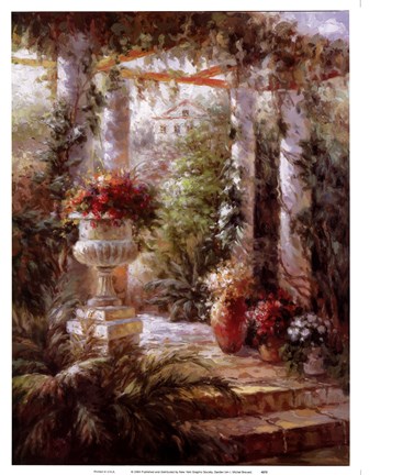 Framed Garden Urn I Print