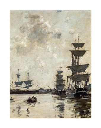 Framed Deauville: Schooners at Anchor Print