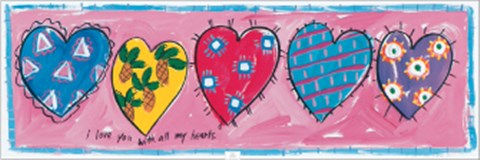 Framed Sally Huss - I Love You with All My Hearts Size 12x36 Print