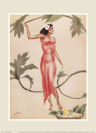 Framed Lady with Red Dress Print