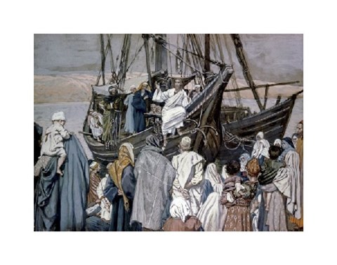 Framed Jesus Preaching on a Boat Print