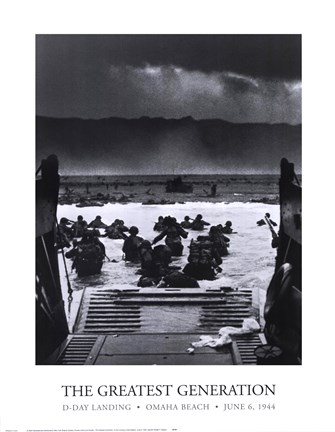 Framed Greatest Generation D-Day Landing Omaha Beach June 6, 1944 Print