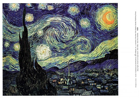 Framed Starry Night, c.1889 Print