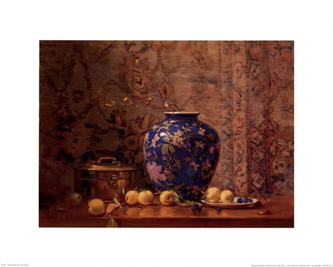 Framed Oriental Vase with Crab Apples Print