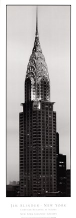 Framed Chrysler Building at Sunset Print