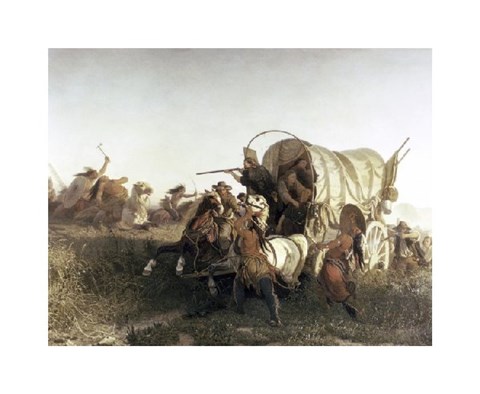 Framed Attack on the Emigrant Train Print