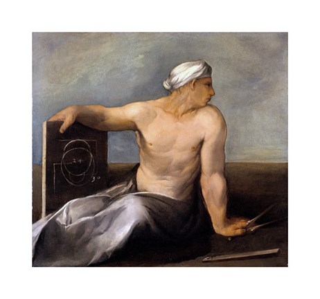 Framed Personification of Geometry Print