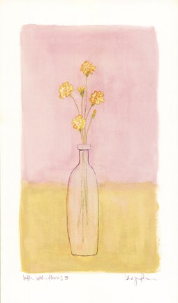 Framed Bottle With Flowers lll Print
