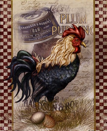 Framed True Blue Rooster Print