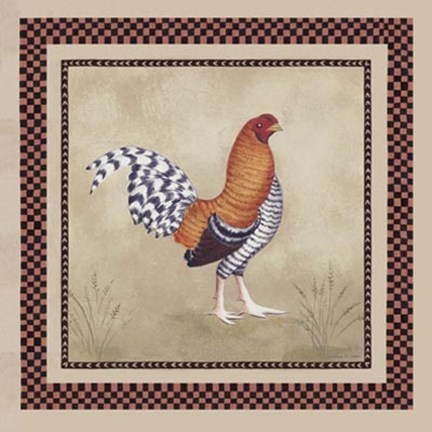 Framed Bordeaux Rooster I Print