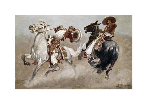 Framed Cowboy Fun In Old Mexico Print