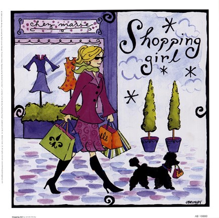 Framed Shopping Girl Print