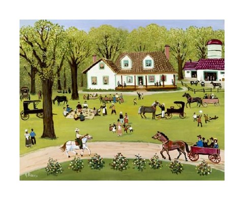 Framed Country Lawn Party Print