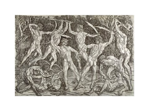 Framed Battle of Ten Naked Men Print