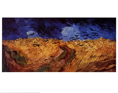 Framed Wheatfield with Crows, c.1890 Print