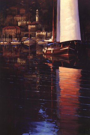 Framed Lake Como Sunset Sail Print