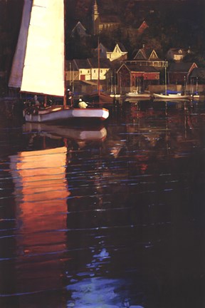 Framed New England Sunset Sail Print