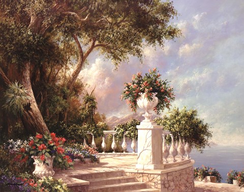 Framed Balcony At Lake Como Print