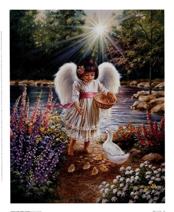 Framed Caring In My Father's Garden Print