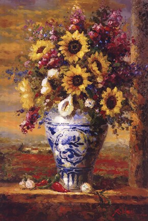 Framed Tuscan Sunflowers Print