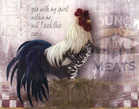Framed Checkerboard Rooster Print