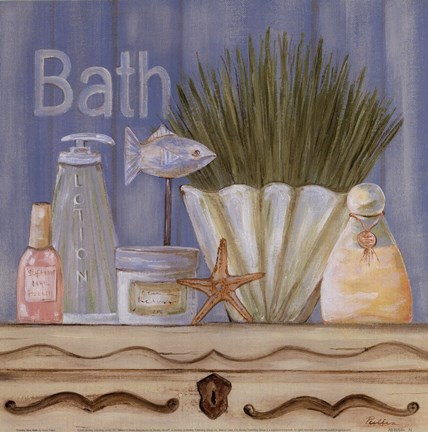 Framed Country Blue Bath Print