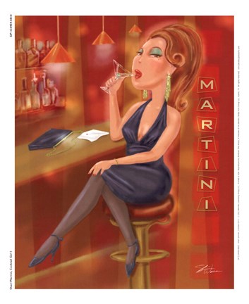 Framed Cocktail Girl I Print