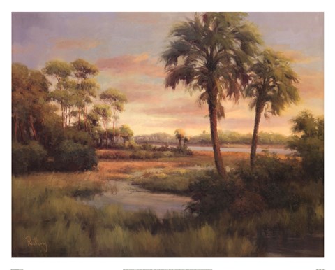 Framed River Cove With Palms I Print