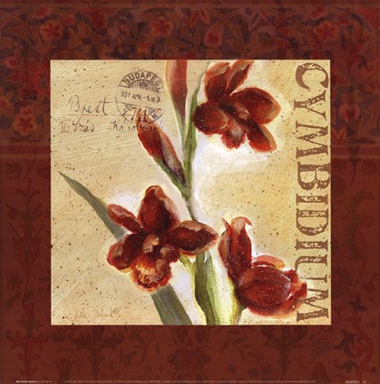 Framed Red Orchid Square II Print