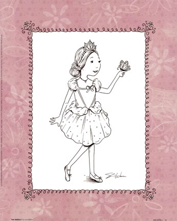 Framed Pink Ballerina 1 Print