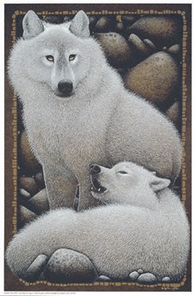 Framed White Wolves Print