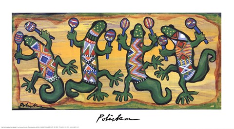 Framed Gecko Maracas Band Print