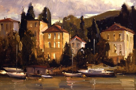 Framed Waterfront Village Print