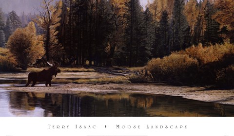 Framed Moose Landscape Print