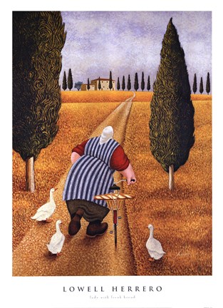 Framed Lady With Fresh Bread Print